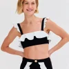 Online - Merian Knit Flutter Color Block Bikini Top - Black Bikini