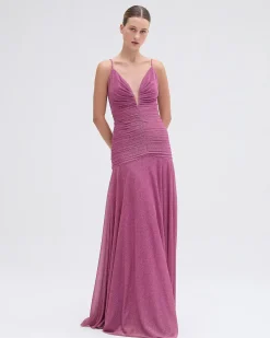 Online - Metallic Plunge Gown - Lilac Long Dresses | Dresses