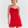 Online - Papillon Jacquard Flutter Mini Dress - Red Mini Dresses | Dresses