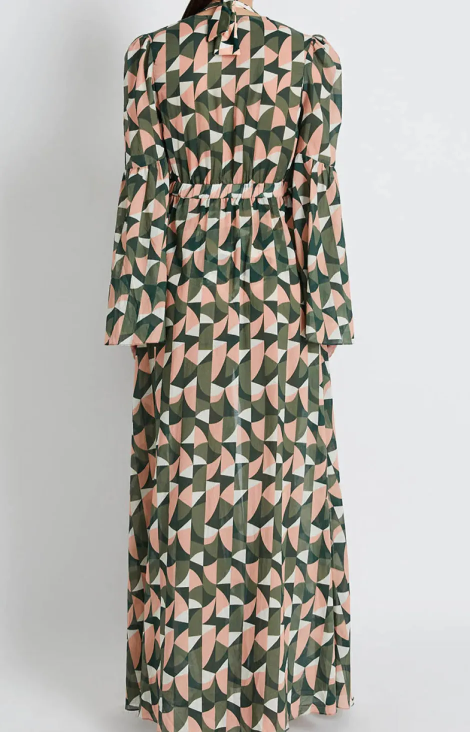 Hot - Plitka Bell Sleeve Cotton Robe - Olive Dresses | Long Dresses