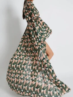 Hot - Plitka Bell Sleeve Cotton Robe - Olive Dresses | Long Dresses