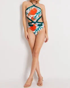 Outlet - Rio Cut Out Swimsuit - Bright Orange One Piece