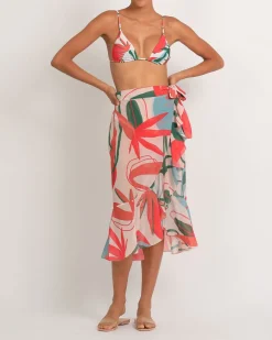 New - Rio Midi Wrap Skirt - Pink Long Skirts