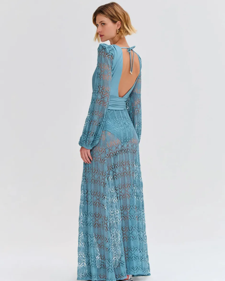 Hot - Seashell Lycra Beach Dress - Blue Long Dresses | Dresses