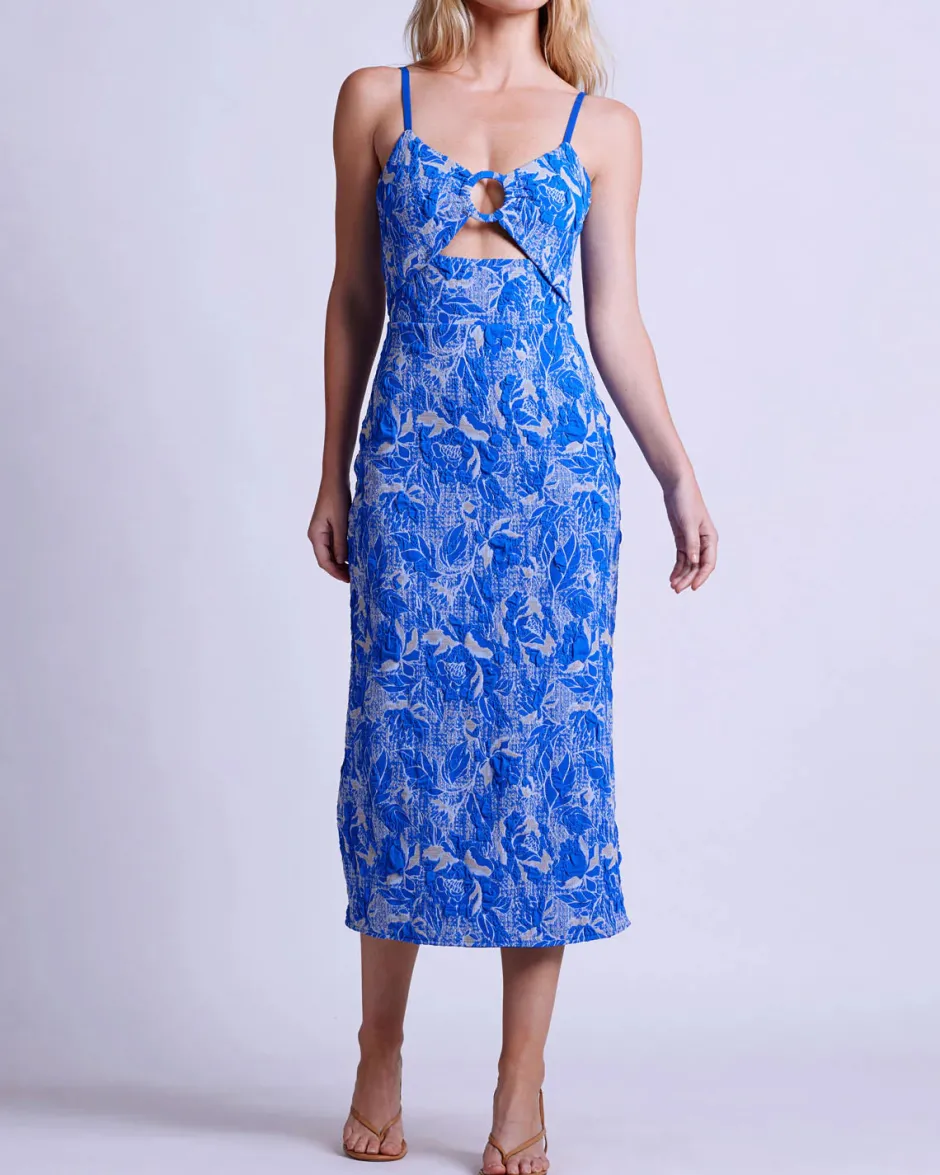 Clearance - Stretch Jacquard Midi Dress - Lapis Dresses | Long Dresses