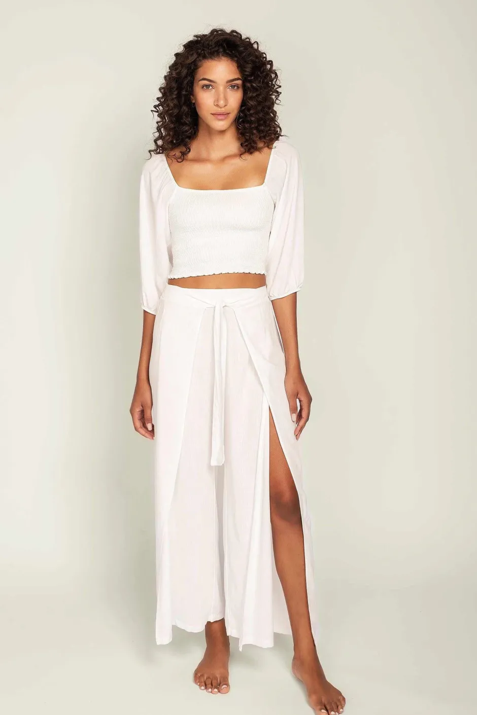 Online - Joan Wrap Pants - Patched White Pants