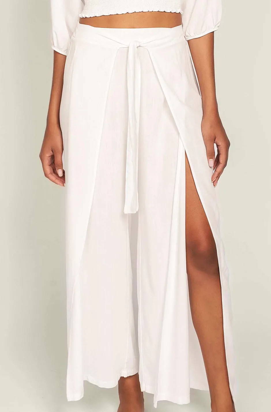 Online - Joan Wrap Pants - Patched White Pants