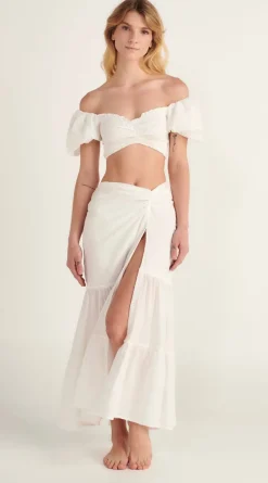 Discount - Louisa Crop Top - White Lotus Crop Tops