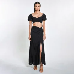 Discount - Louisa Crop Top - Black Lotus Crop Tops