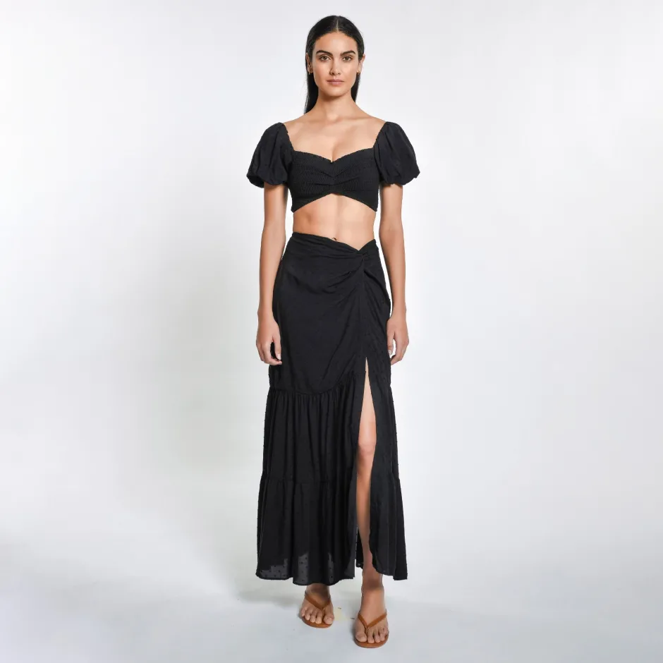 Discount - Louisa Crop Top - Black Lotus Crop Tops