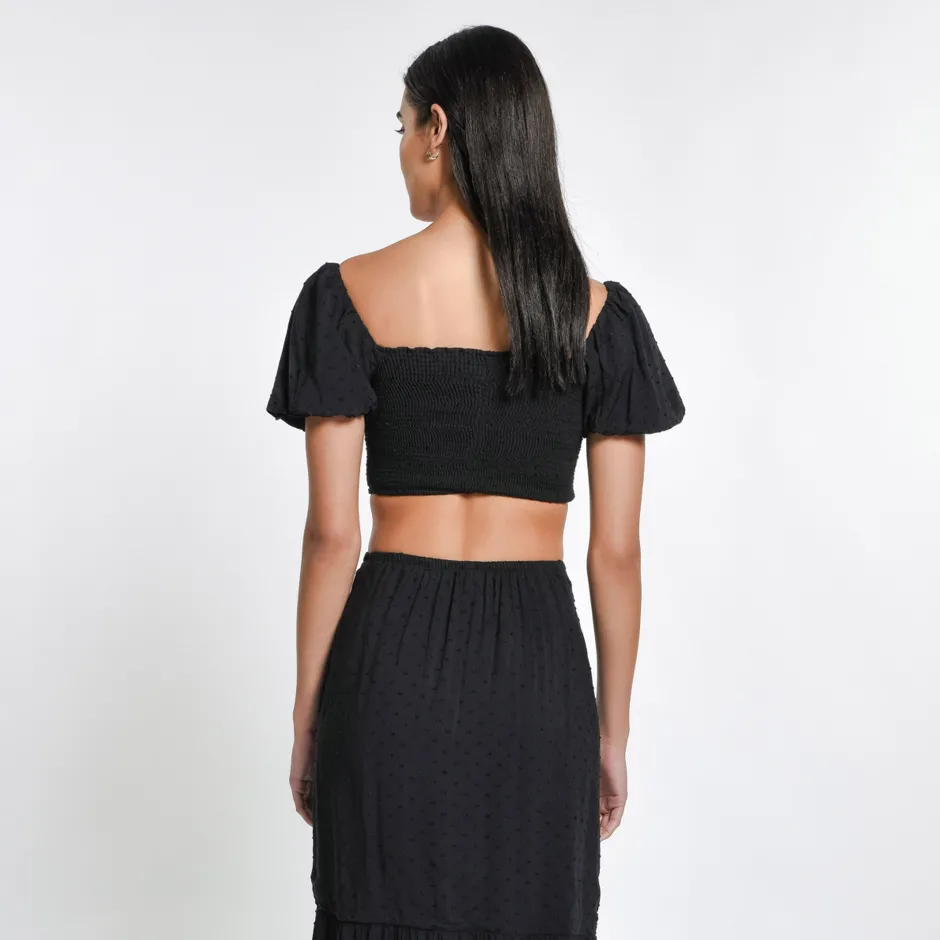 Discount - Louisa Crop Top - Black Lotus Crop Tops