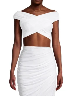 Clearance - Tara Top - White Mesh Crop Tops