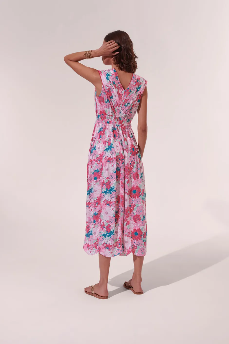 Hot Poupette St. Barth - Long Dress Agnes - Pink Flower Mix Dresses | Long Dresses