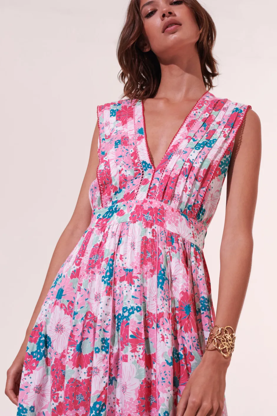 Hot Poupette St. Barth - Long Dress Agnes - Pink Flower Mix Dresses | Long Dresses