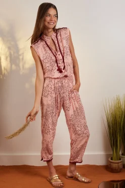 Online Poupette St. Barth - Long Jumpsuit Donna - Pink Biot Pants Jumpsuits