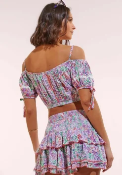 Online Poupette St. Barth - Top Bonny - White Lavender Nature Crop Tops