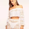 Sale - Aiyana Coverup Top - White Printed Lace Coverups | Crop Tops