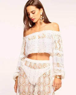 Sale - Aiyana Coverup Top - White Printed Lace Coverups | Crop Tops