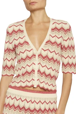 Discount - Alec Cardigan - Rosa Pink Chevron Sweaters & Knits