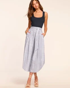 Sale - Aralyn Poplin Combo Sleeveless Midi Dress - Navy Patchwork Midi | Midi Dresses