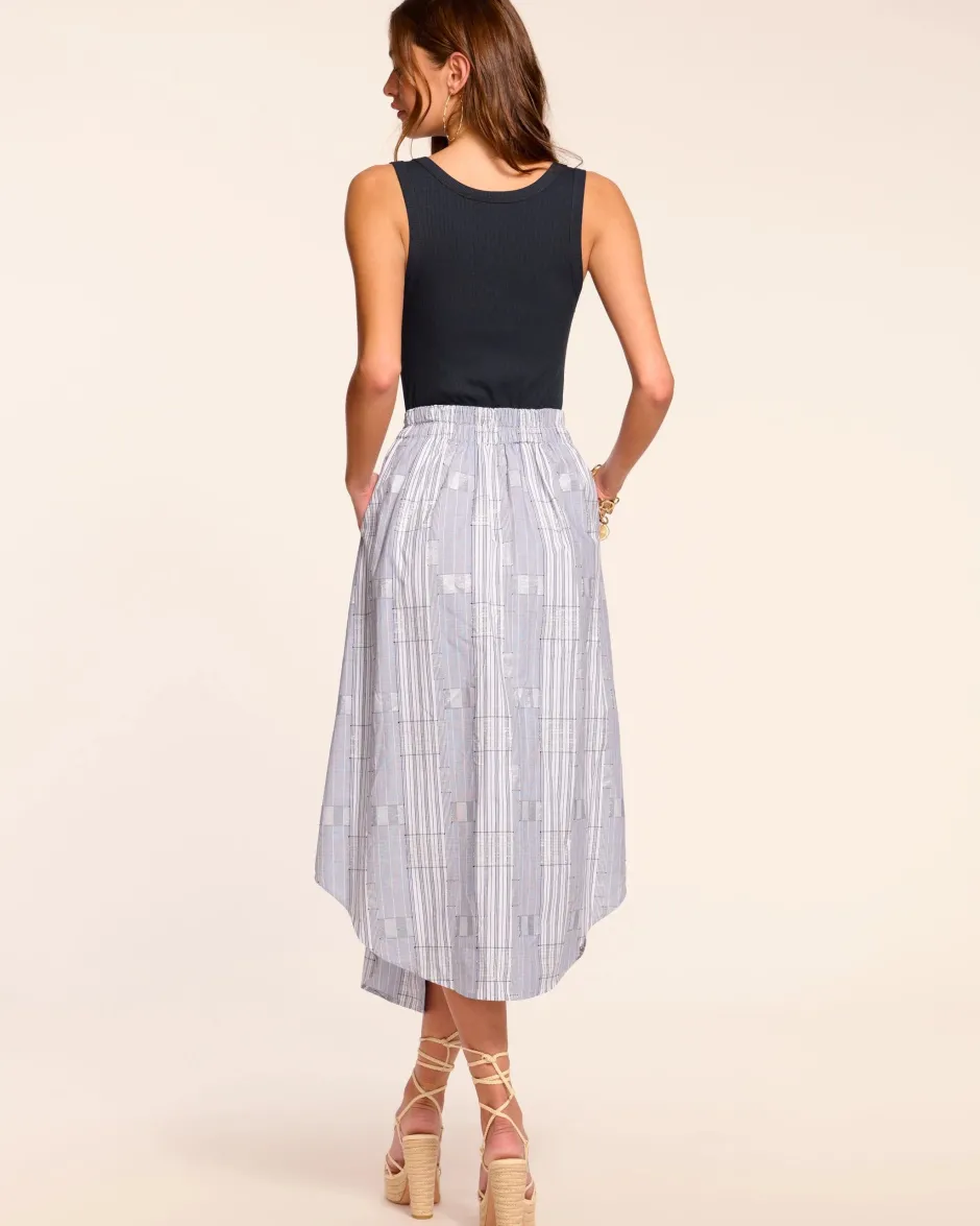 Sale - Aralyn Poplin Combo Sleeveless Midi Dress - Navy Patchwork Midi | Midi Dresses