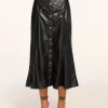 Sale - Dale Faux Leather Midi Skirt - Black Long Skirts