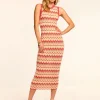 New - Declan Metallic Knit Midi Dress - Pink Chevron Midi | Midi Dresses