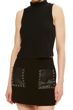 Clearance - Deidre Studded Ponte Mini Skirt - Black Mini Skirts