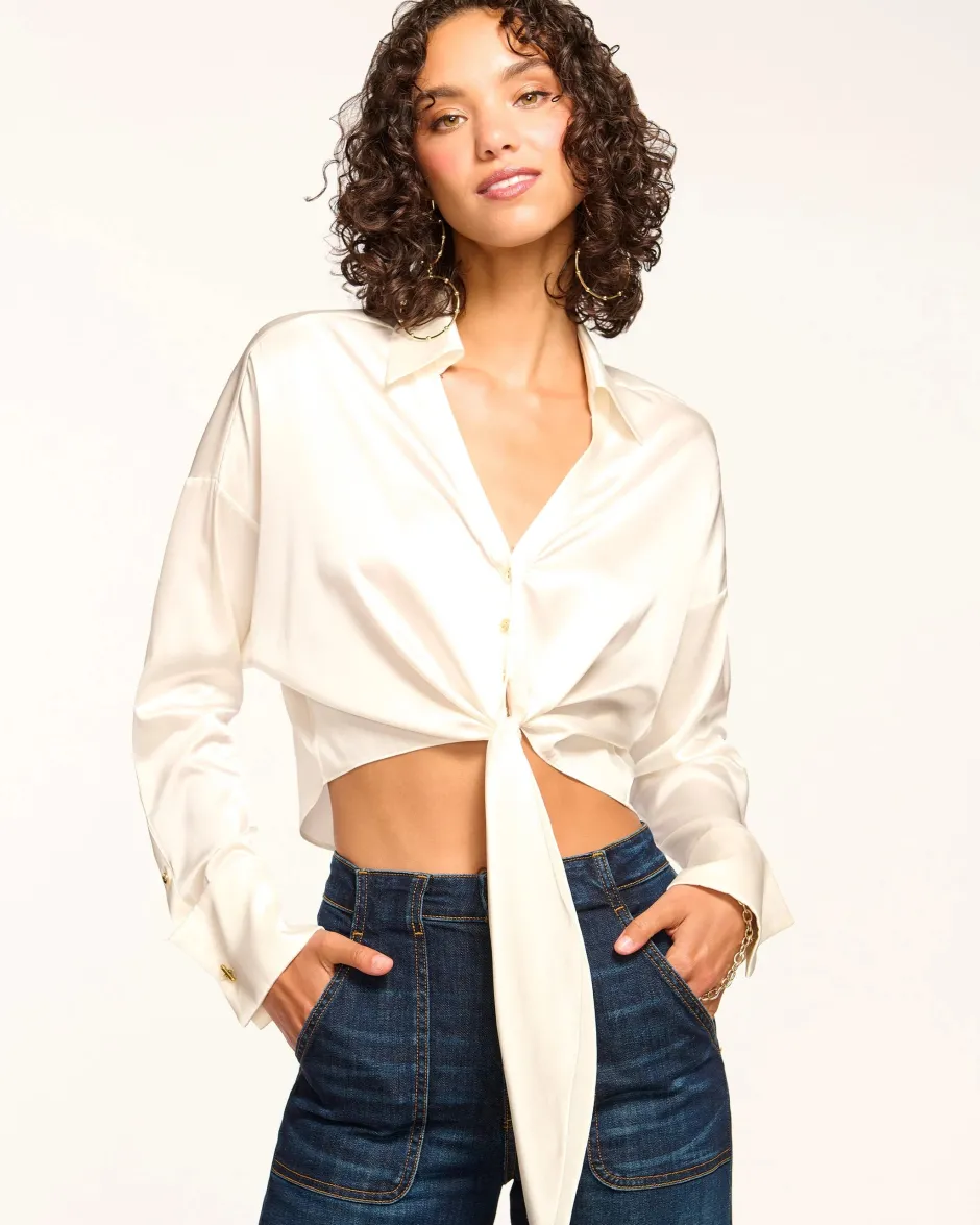 New - Farrah Silk Tie Front Blouse - Multiple Colors Blouses
