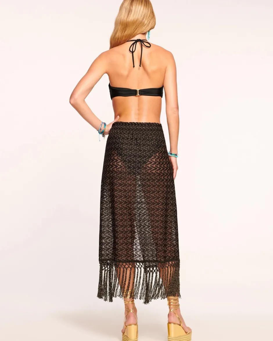 Hot - Gaia Coverup Skirt - Black/Gold Zigzag Coverups | Long Skirts