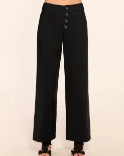 Fashion - Marjory Ankle Length Stretch Cotton Pant - Black Pants