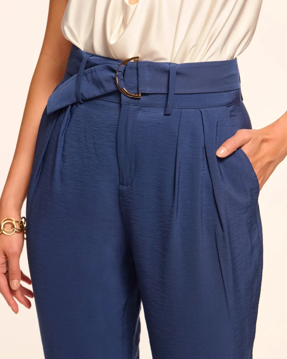 Fashion - Miley Belted Ankle Length Pant - Spring Navy Pants
