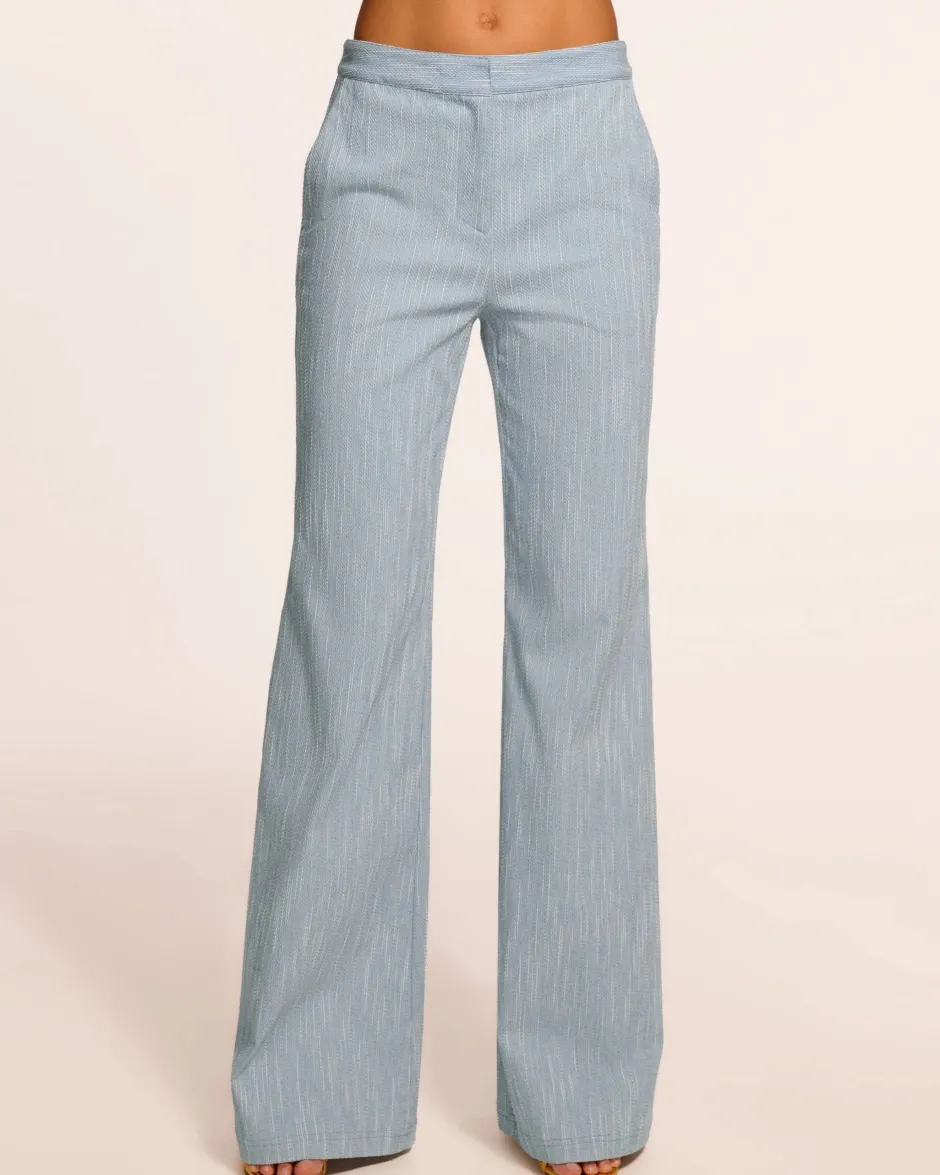 Fashion - Naima Textured Mid-Rise Pant - Light Indigo Pants