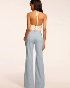 Fashion - Naima Textured Mid-Rise Pant - Light Indigo Pants