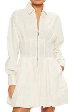 Fashion - Naira Cotton Poplin Bubble Mini Dress - White Mini Dresses | Dresses