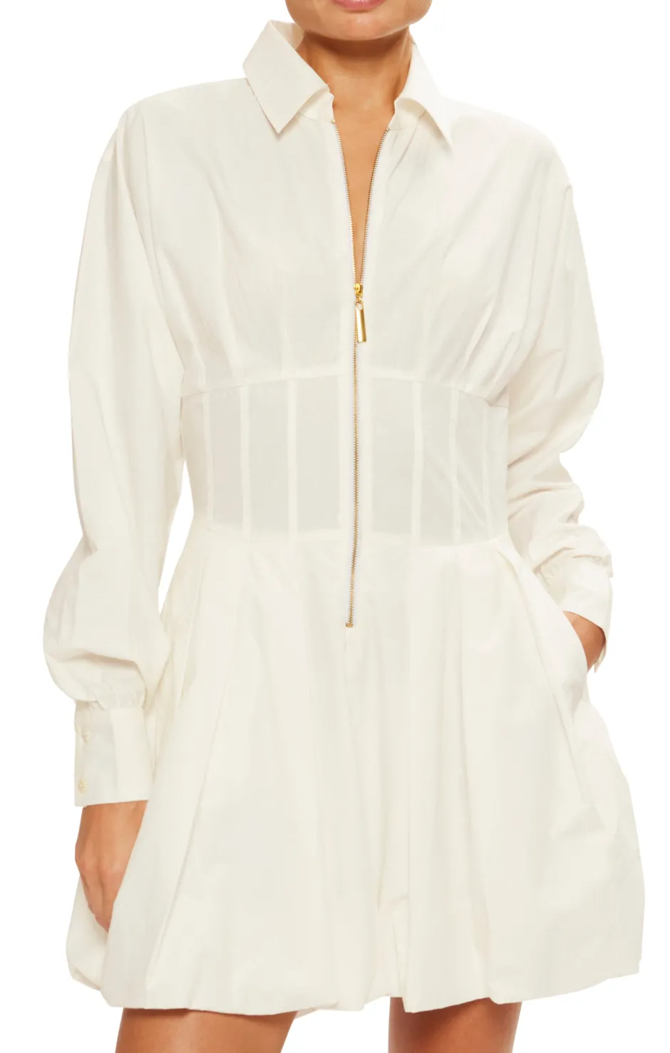 Fashion - Naira Cotton Poplin Bubble Mini Dress - White Mini Dresses | Dresses