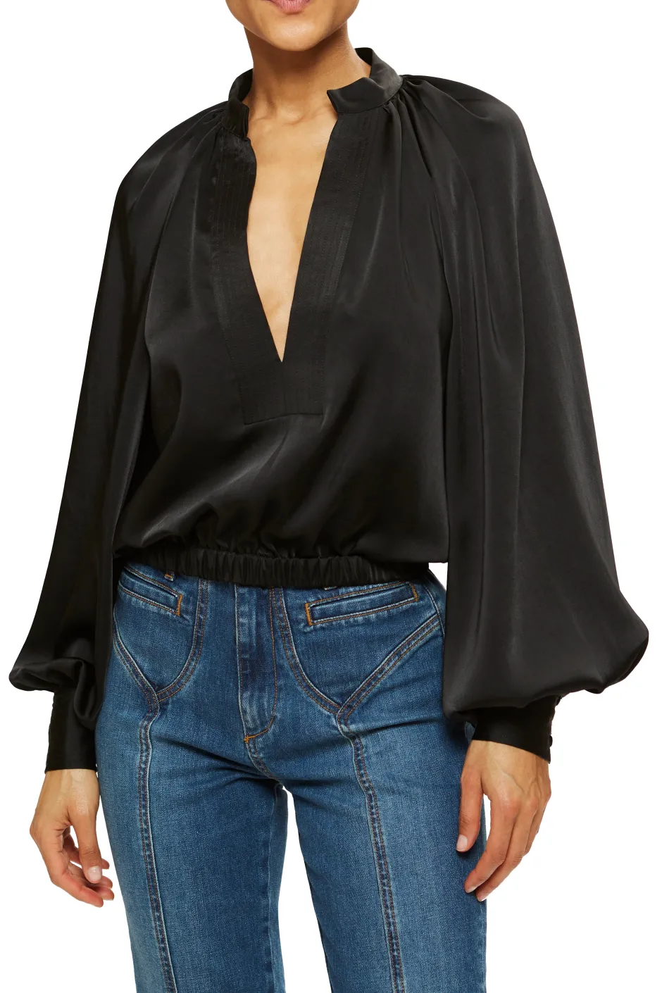 Best - Nevada Puff Sleeve Blouse - Black Puff Shoulders | Blouses