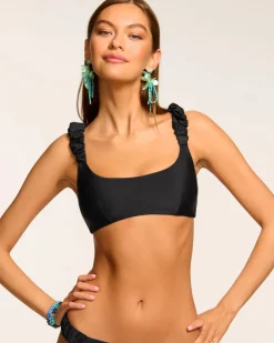 Clearance - Rachel Scoop Neck Bikini Top - Black Bikini