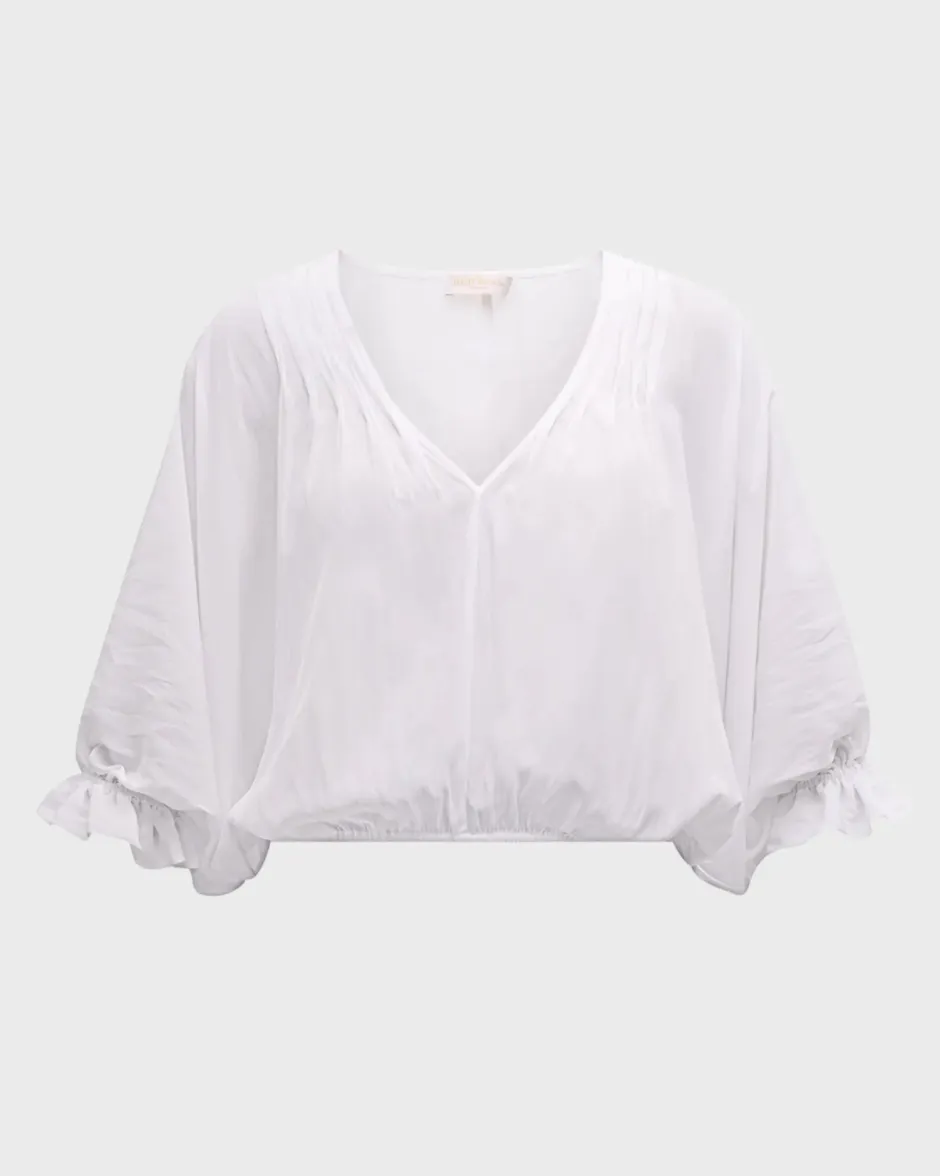 Sale - Vina V Neck Blouse - Ivory Blouses