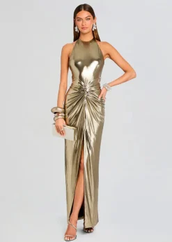 Fashion - Anida Dress - Metallic Pewter Long Dresses | Dresses