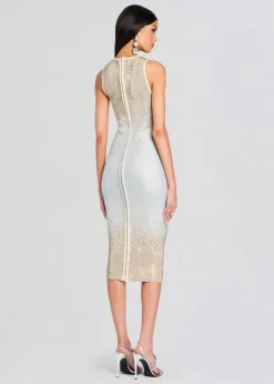 New - Essie Embellished Knit Dress - Winter White/Silver Midi | Midi Dresses