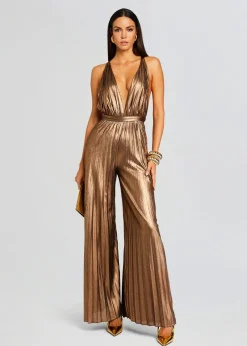 New - Graciane Jumpsuit - Metallic Bronze Pants Jumpsuits