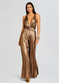 New - Graciane Jumpsuit - Metallic Bronze Pants Jumpsuits