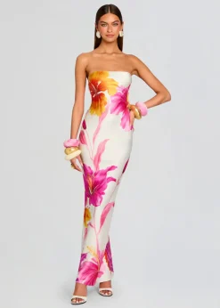 Outlet - Keaton Silk Dress - Bianco Primavera Long Dresses | Dresses