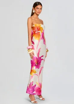 Outlet - Keaton Silk Dress - Bianco Primavera Long Dresses | Dresses