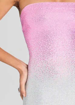 Outlet - Laina Embellished Knit Dress - Pink Silver Ombre Midi | Midi Dresses