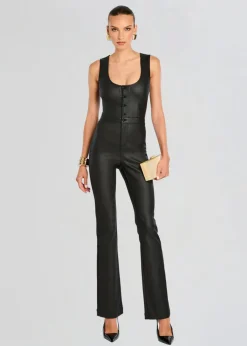 Sale - Mckinnon Denim Jumpsuit - Coated Black Pants Jumpsuits