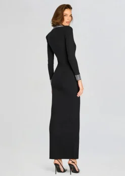 Online - Shareen Embellished Knit Dress - Black/Silver Long Dresses | Dresses