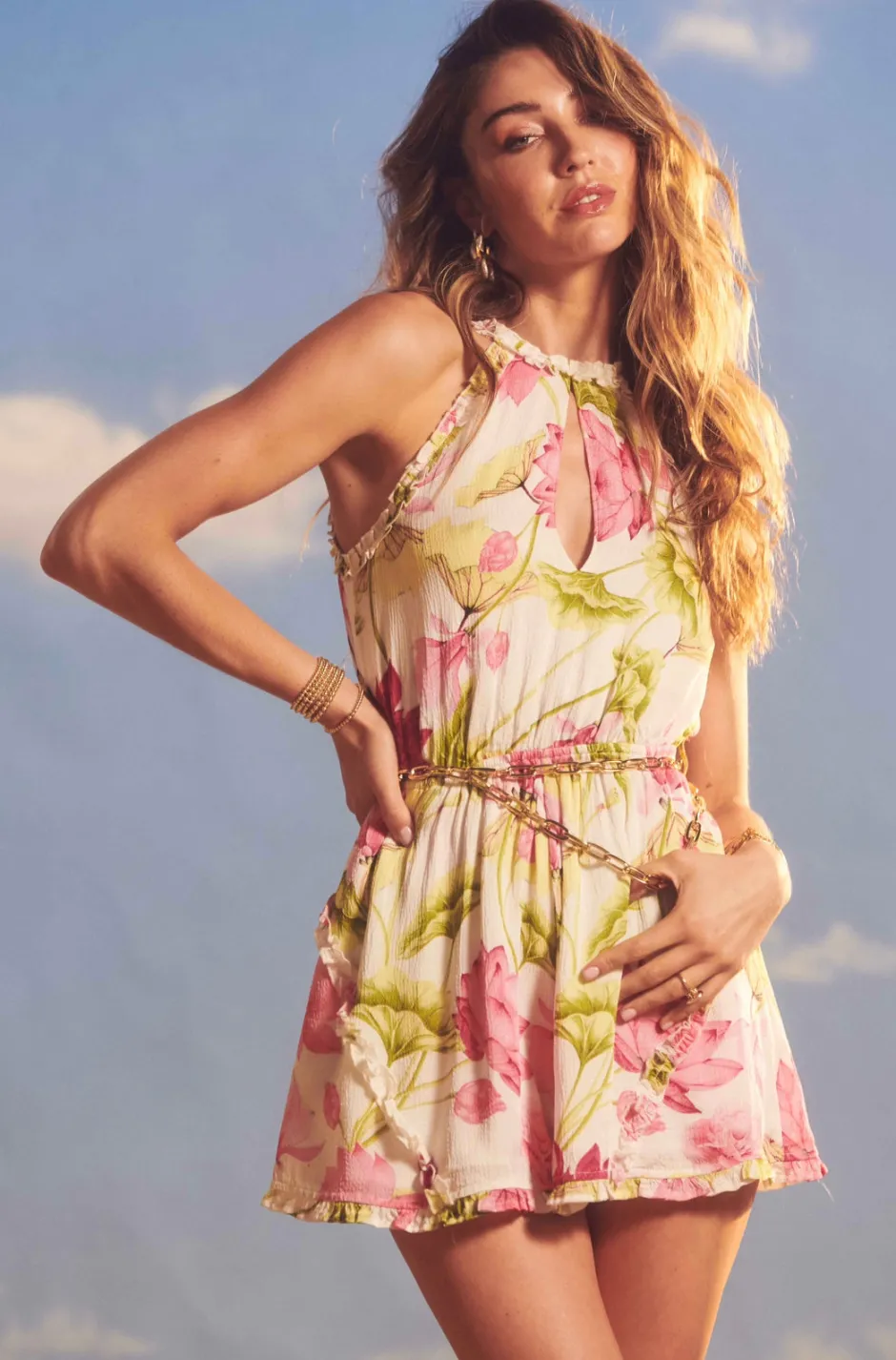 New - Ren Romper - White Lotues Rompers