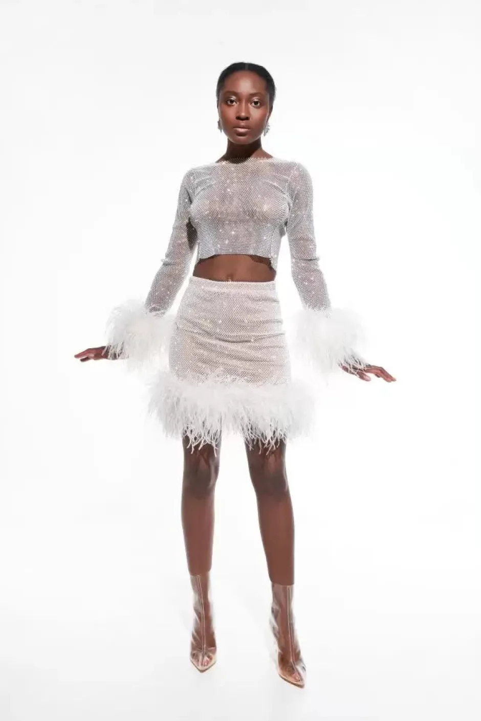 Sale - Feathers Top - White Crop Tops